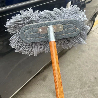 Factory Long-Handled Foam Head Wooden Pole Car Wash Brush 2m Extended and Thickened Galvanized Iron Pole Car Wash Brush (Təmizləyici gel) - random-color-12m-foam-head-wooden-stick-default-item