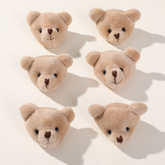 冬季新款奶茶色布藝充棉小熊頭配飾diy毛絨抓夾髮夾頭飾材料批發