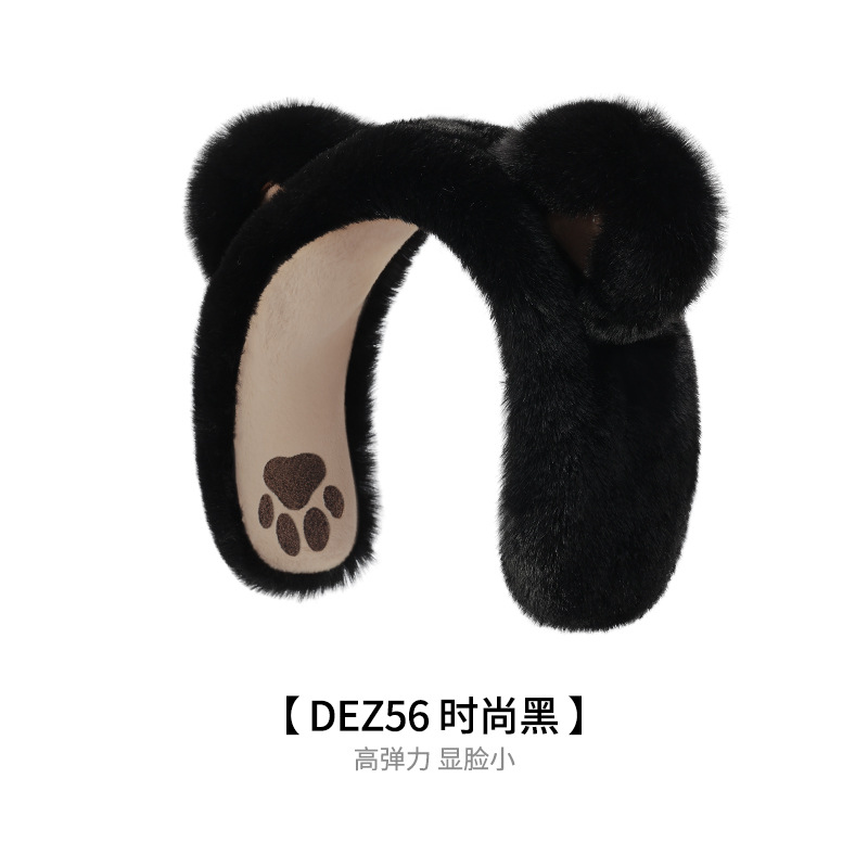 25秋冬用暖かい耳あて 女性用 可愛いネット人気漫画風クマ耳あて 防寒ふわふわ耳あて DEZ56