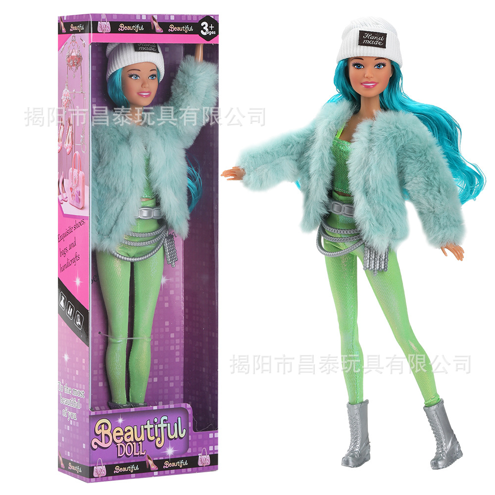 Transfronterizo 30cm caja de muñecas Barbie ropa de abrigo de peluche colorido pantalones de moda juguetes para chicas