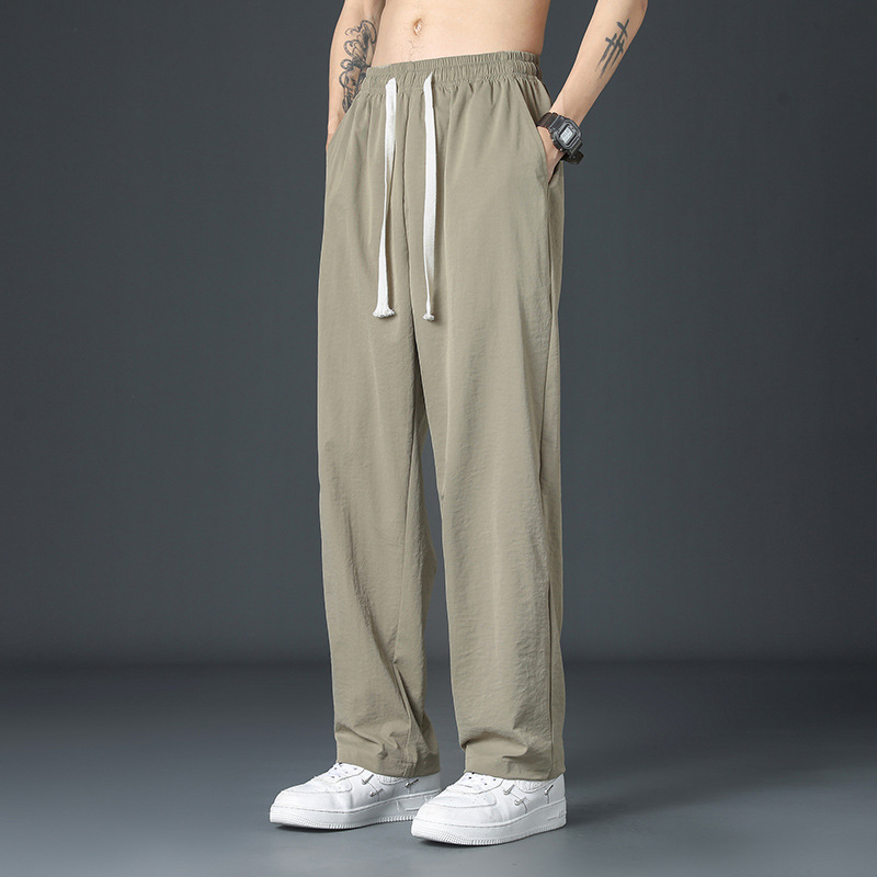 Men's Pants Summer Ice Silk Thin Loose Straight Wide Leg Pants Men's Sports Quick-drying Breathable Casual Pants