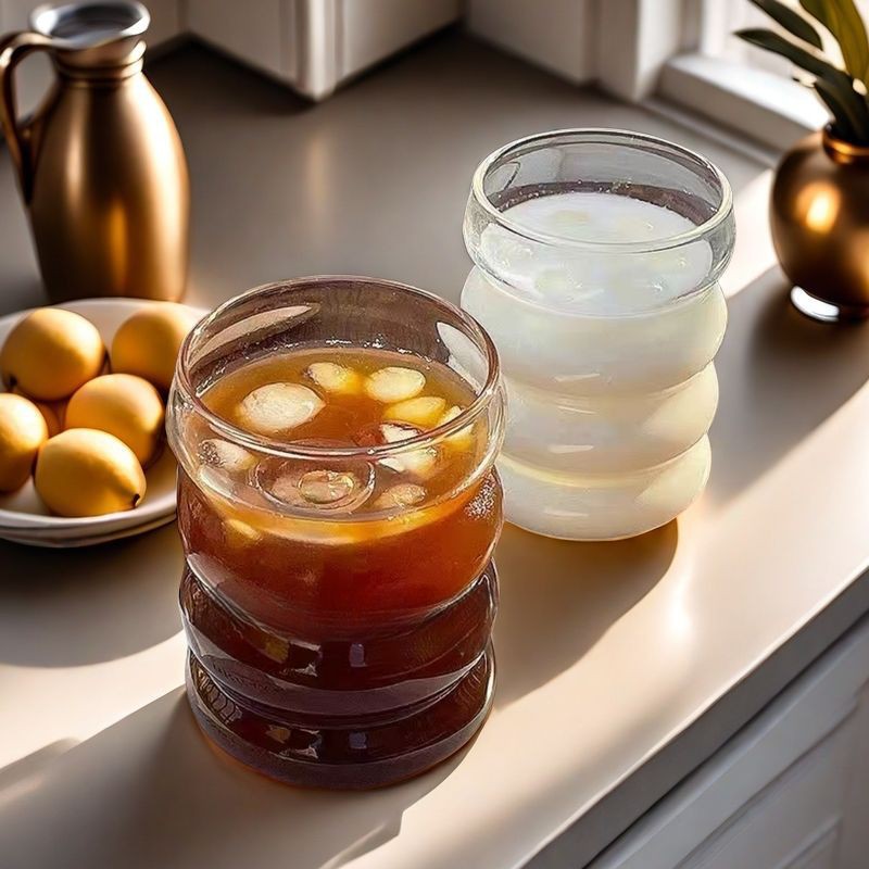 alta borosilicona calor-resistente vidrio orugas taza de paja transparente con cubierta de oficina en el hogar taza de vidrio resistente a altas temperaturas