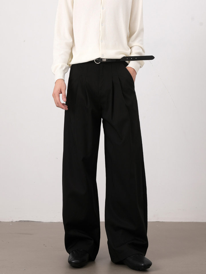 Quần tây nam dáng chữ A xếp ly đôi form rộng rủ, phong cách công sở casual — Màu kaki, Màu trắng, màu đen