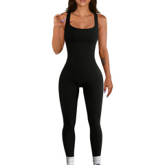 European and American cross-border autumn and winter threaded yoga wear women's one-piece seamless quick-drying high-elastic sports fitness vest one-piece suit
