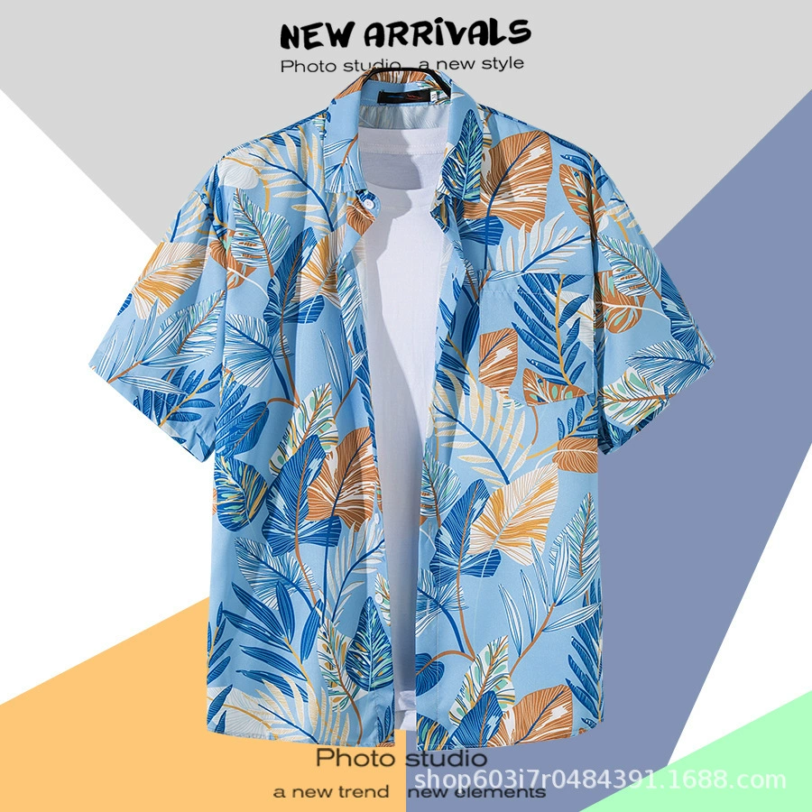 Пляжная рубашка, 3D цифровая печать, короткий рукав, размеры S–5XL, летний casual