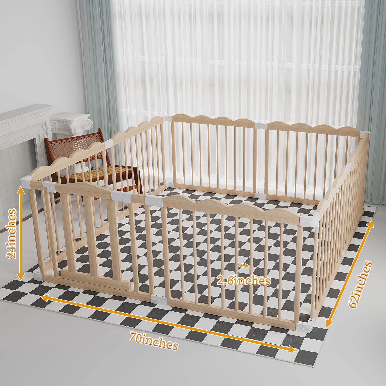 Solid Wood Baby Fence Protective Fence Baby Indoor Home Game Fence Children's Above Ground Fence Crawling Mat Paradise