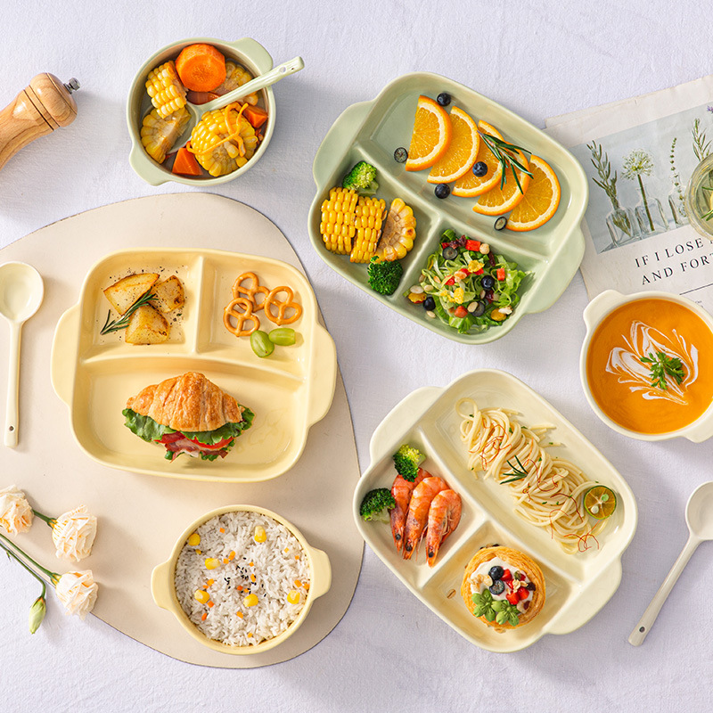 Inswind Plato de cerámica nuevo tipo 211 plato de cerámica de tres grasa plato de cerámica de plato para adultos una sola mesa