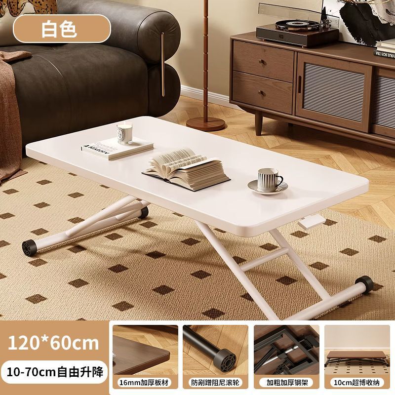 多機能昇降式折りたたみコーヒーテーブルダイニングテーブル家庭用小型ユニット車輪付き可動長方形コンピュータデスクデスク|undefined