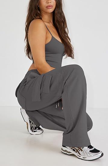 Women's Clothing New Multi Pocket Y2K Overalls Casual Loose Sports Fitness Wide Leg Pants_voghion.com