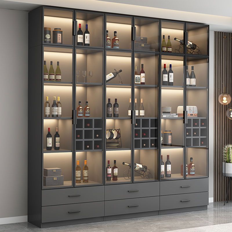 简约现代时尚高级靠墙酒柜客厅玻璃门展示柜子小型高档家用储物柜