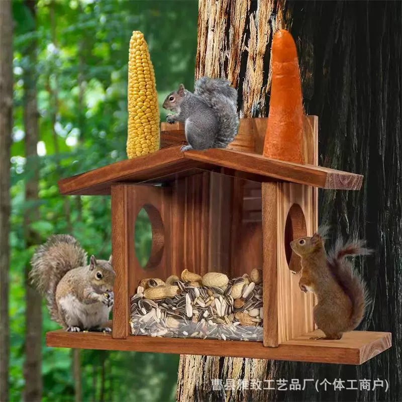 На открытом воздухе из цельного дерева горящая белка кормушка для украшения сада настенная белка кормушка для еды деревянная орнамент для птиц