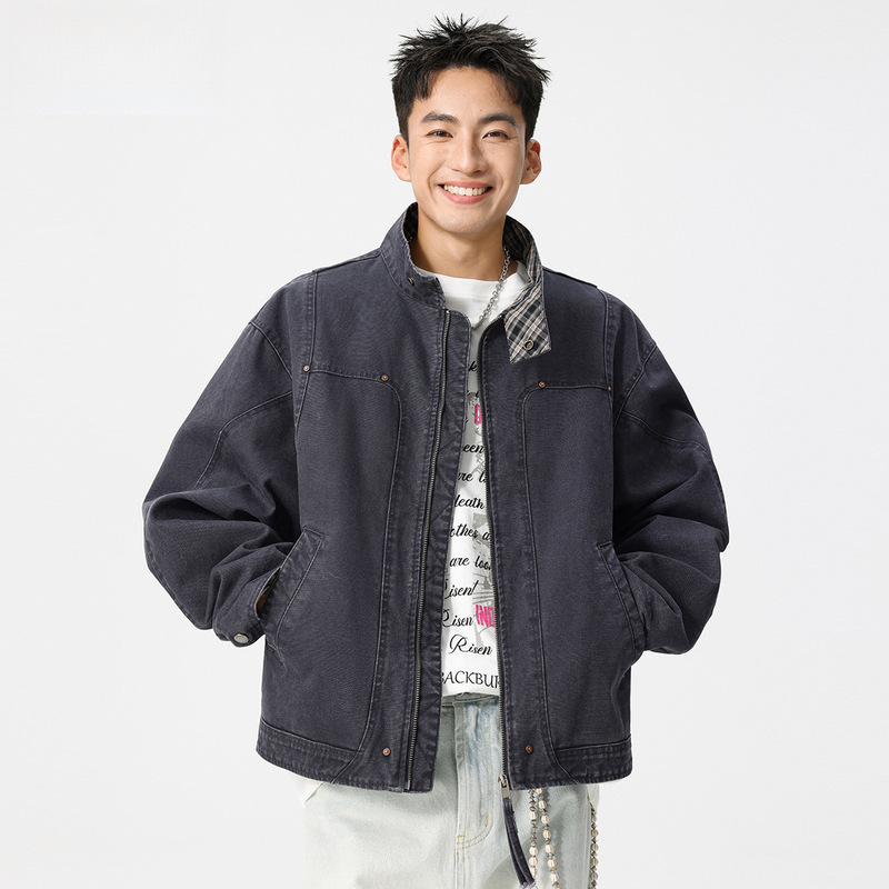 Men's Jacket 2025 New Early Autumn High-End Handsome Carhartt Short Casual Jacket American Top Purple