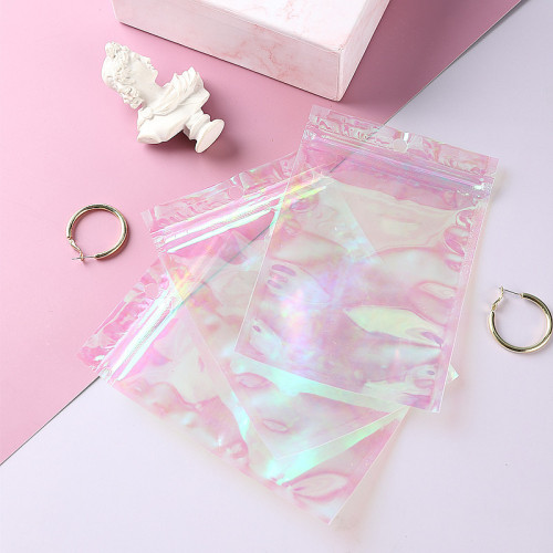 Rainbow film laser ziplock bag jewelry packaging bag colorful plastic seal bag color seal bag