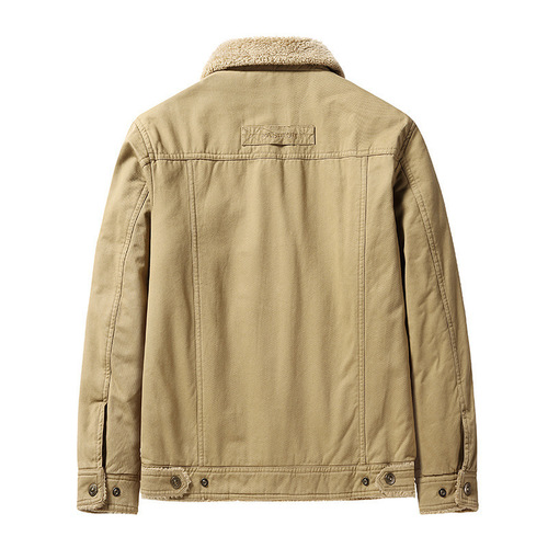 Men's Autumn/Winter New Washed Cotton Fleece Lined Thick Casual Fashion Collar Men's Jacket Coat