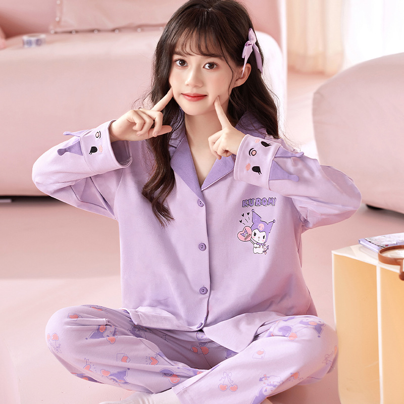 Children's pajamas girls' spring and autumn combed cotton long sleeve thin cartoon coolomi middle and big children Girls' Home suit