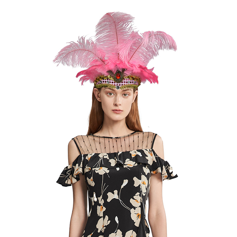 Comercio exterior tocado de la danza del vientre de Halloween suministros Carnaval danza rendimiento diadema hombres y mujeres pluma diadema Amazon