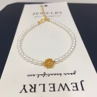 3-3.5mm Xiaomi бусы натуральный пресноводный жемчужный браслет регулировка baby жемчуг золотой маленький лотос ручной работы оптом
