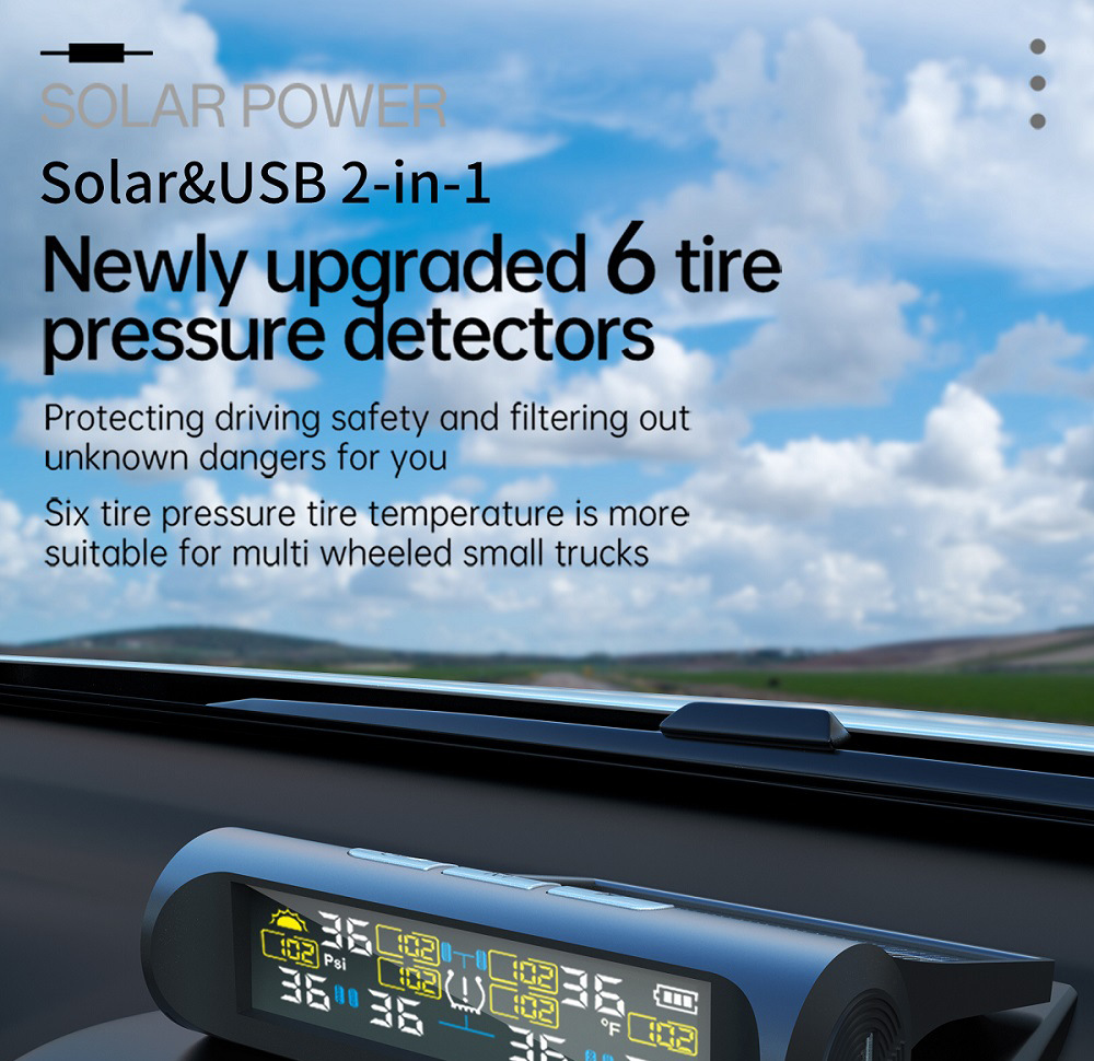 6-Wheel Car Tire Pressure Monitoring, Rv Tire Pressure Monitor, Tpms Tire Pressure Detection, Tire Pressure Detector Cross-Mirror