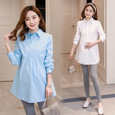 2024 spring and summer Four Seasons business wear plus size all-match maternity clothes top loose maternity shirt