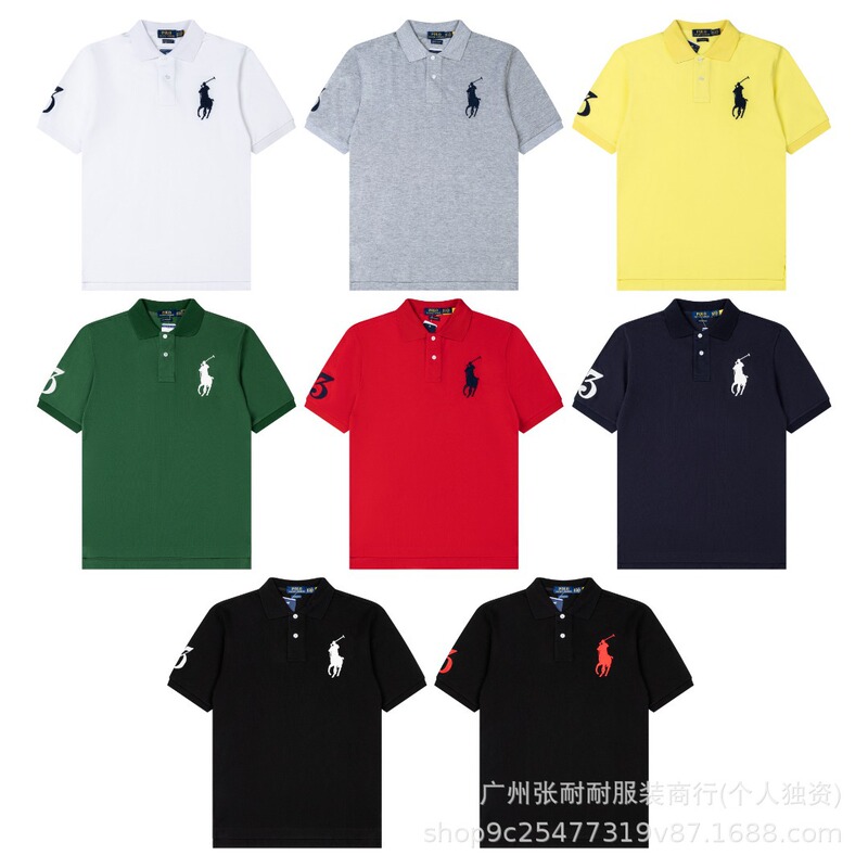 Ss Cross-Border Summer New Rl Laff Horse Embroidery Casual Versatile Pure Cotton Unisex Polo Short Sleeve T-Shirt