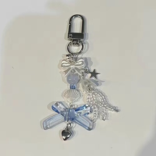[Blue Seaweed] Beaded keychain, beaded hanging chain, mobile phone chain, card booklet, pencil bag, bag pendant, pink gift