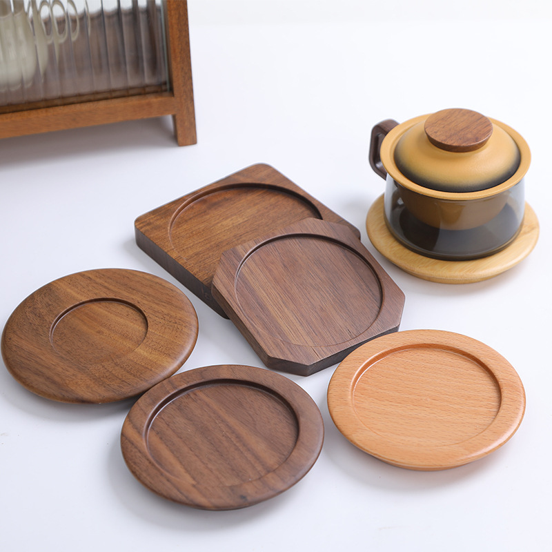 Taza de madera almohadilla de aislamiento térmico de nuez almohadilla de taza de aluminio multiestyle accesorios de taza de té almohadilla de taza de té a prueba de quemaduras