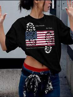 Ретро летняя хлопковая футболка с коротким рукавом, в американском стиле, в западном стиле