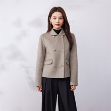 双面羊毛大衣女短款2025秋冬新款宽松气质双排扣双面毛呢外套