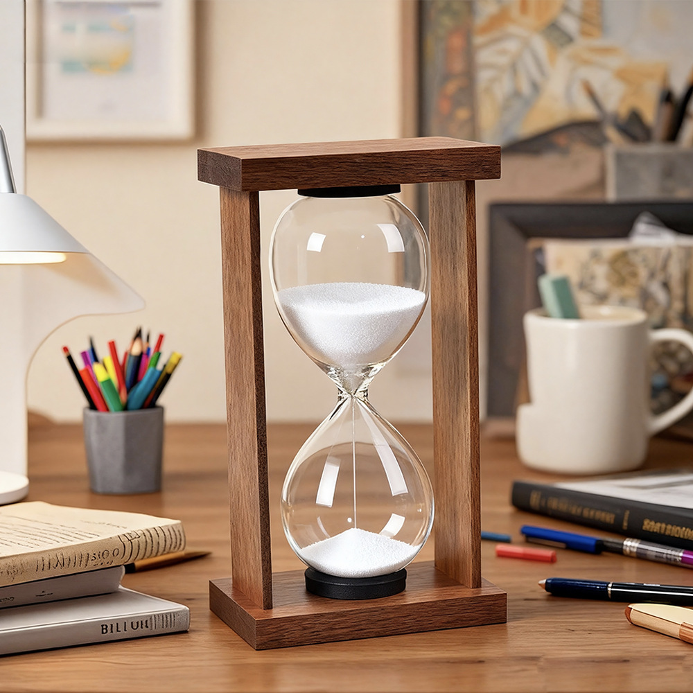 Creativo retro marco de madera reloj de arena de vidrio cronometrador 30 minutos reloj de arena medieval reloj de arena decoración de escritorio