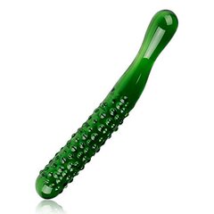中号の緑色のガラスのキュウリの情緒の陽具の女性用のメーカーの新型の成人用品の自慰の器具は代行します