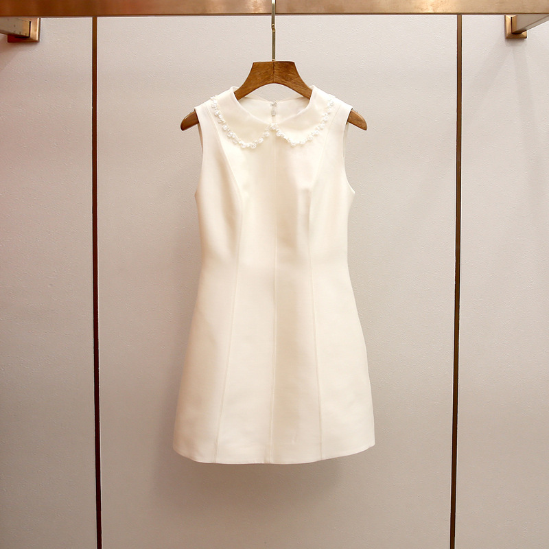 Yili Zhuoya's New Spring and Summer Style Gentle and Elegant Beaded Doll Collar Lace-Up Lace Vest Dress for Women Yili Zhuoya's New Spring and Summer Style Gentle and Elegant Beaded Doll Collar Lace-Up Lace Vest Dress for Women