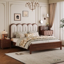 床政府补贴法式中古风全实木床1米8主卧复古软包双人床高箱储物床