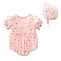 2023 Baby Pouch Shirt Summer Dress Floral Triangle Bodysuit for Girls Baby Crawling Suit Fresh Style Korean Version Bodysuit