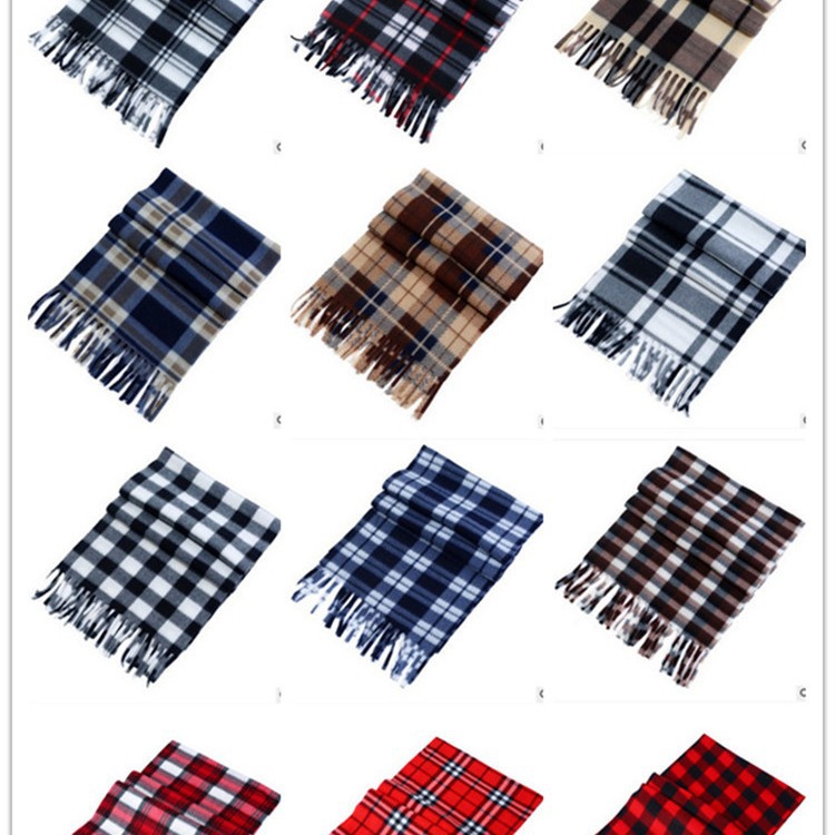 Double-Sided Velvet Plaid Scarf for Men Women