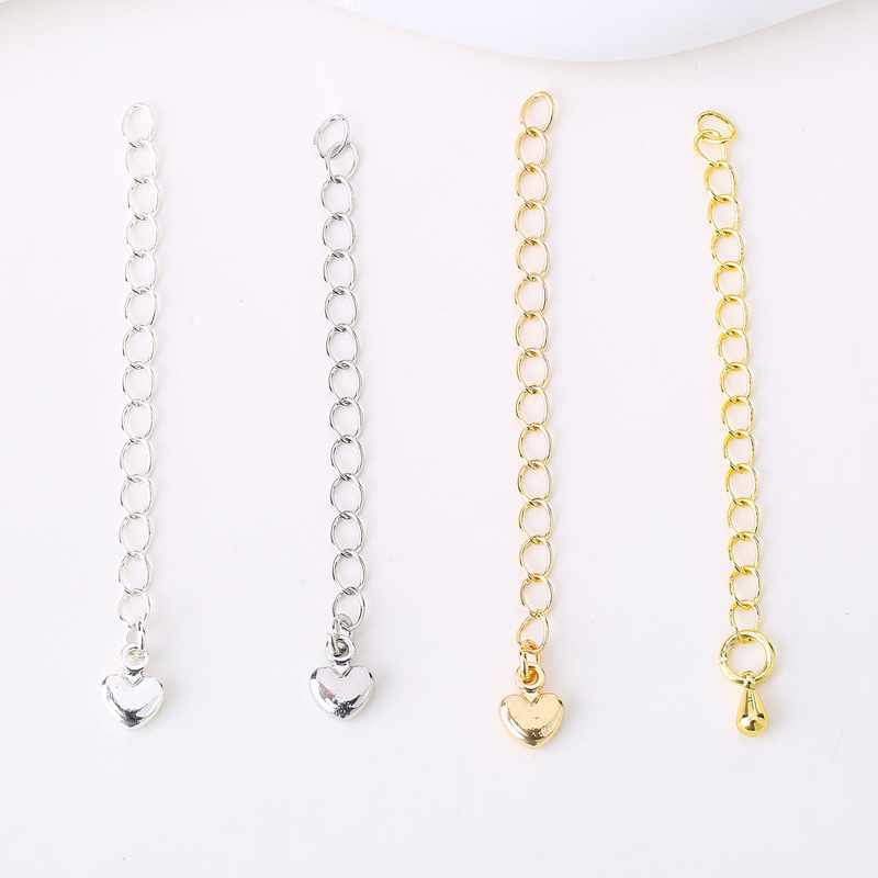 18K Gold-Plated Color-Preserving Heart-Shaped Tail Chain Water Drop Extension Chain Jewelry Accessories DIY Bracelet Necklace Extension End Materials 18K Gold-Plated Color-Preserving Heart-Shaped Tail Chain Water Drop Extension Chain Jewelry Accessories DIY Bracelet Necklace Extension End Materials