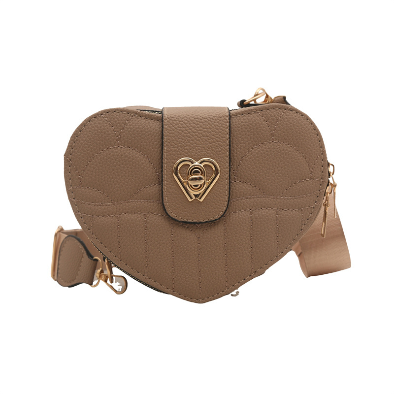 Bolso de mujer con bloqueo nuevo bolso de teléfono móvil de estilo extranjero, bolso de amor de un solo hombro retro estampado de litchi.