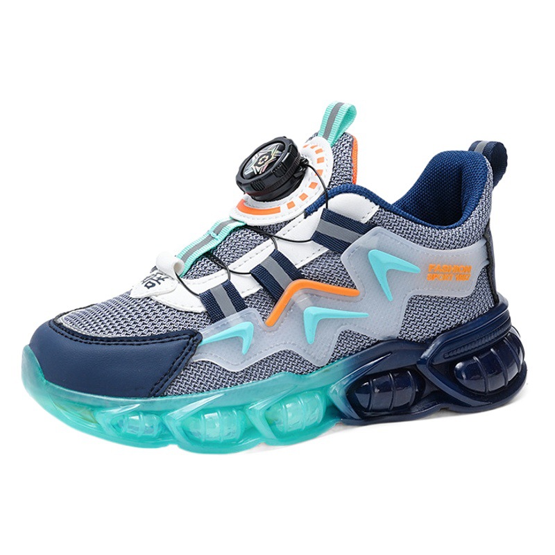 Zapatos DE LOS NIÑOS otoño y el invierno nueva malla giratoria hebilla de cuero los niños zapatillas medio y grandes los zapatos de viaje las niñas ocasionales