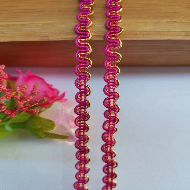 0,5 cm colorido encaje de Color Étnico onda encaje en forma de EE. UU. Onda encaje dorado suministro directo de fábrica