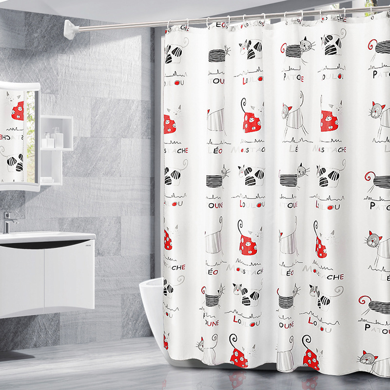 Cortina de ducha de PEVA impresa en 3D con forro transparente, impermeable, antiadherente, antimoho, cortina de baño engrosada, disponible para envío transfronterizo.
