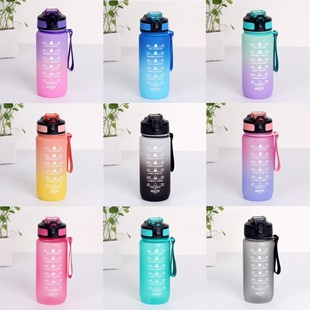 600ml Gradient Cup Water Cup High-Looking Space Cup with Handle Pop-Up Lid Plastic Sports Outdoor Straw Cup Wholesale
