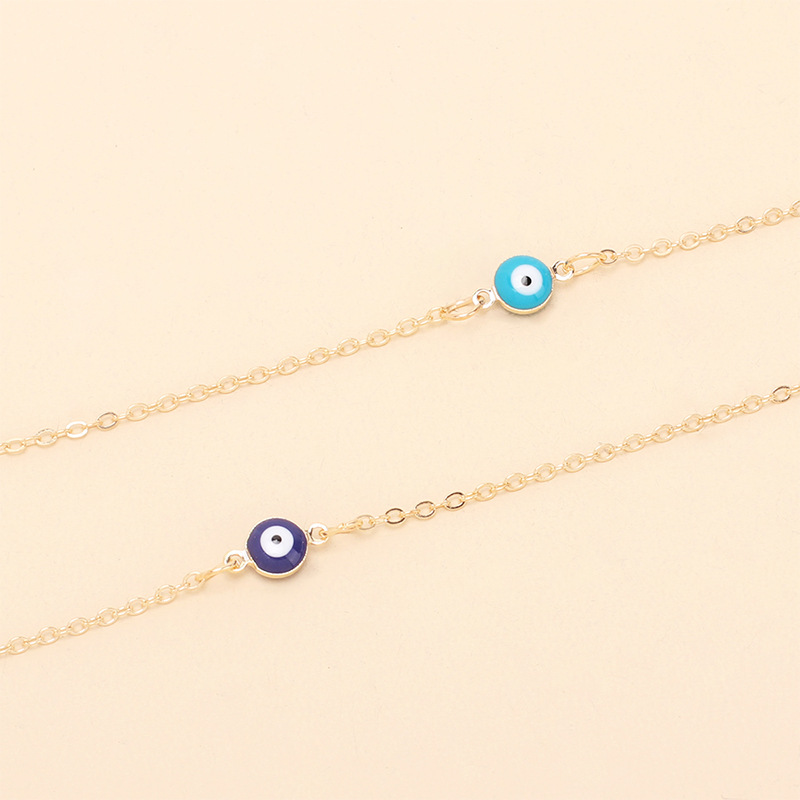 3g Weight Necklace Classification Wedding, Travel Occasion Women'S Gender Light Blue, Dark Blue Color Fashion Demon Eye Pendent Alloy Necklace Wholesale 6