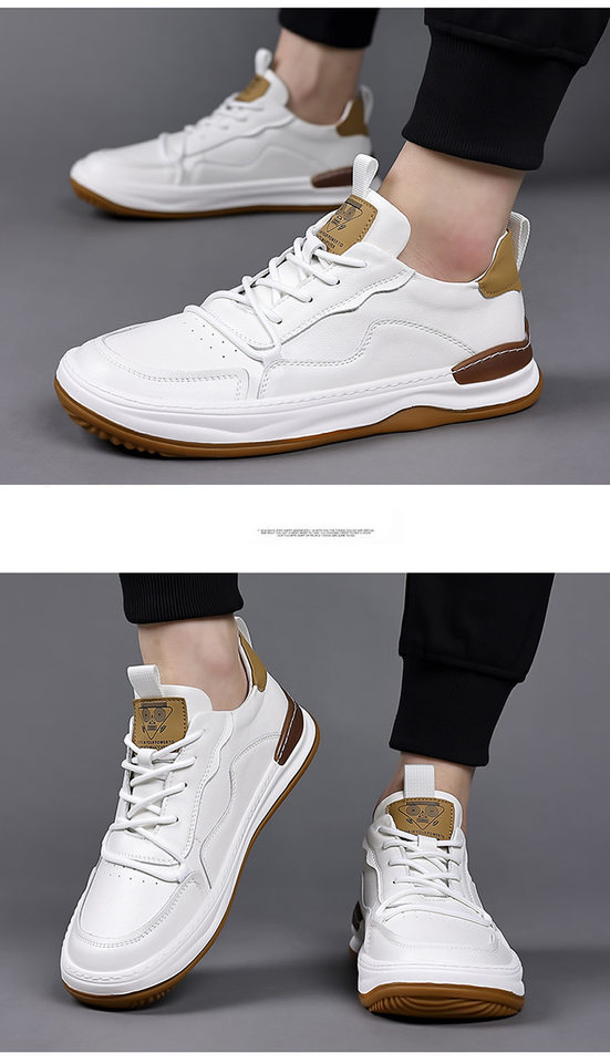 Giày sneaker nam da bò thật mũi tròn, đế bằng chống trượt, thoáng khí, phối đồ dễ dàng — Dép sandal -1 màu trắng, Dép sandal -1 màu đen, Giày bệt màu trắng, Giày bệt màu đen chi tiết 17