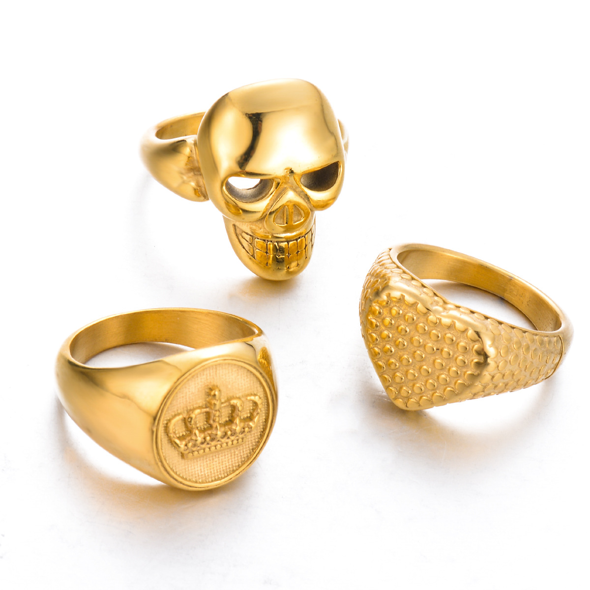 1 Piece Quantity Wholesale Jewelry Retro Heart Shape Crown Skull Stainless Steel Plating Rings