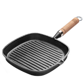 Nueva sartén de filete de hierro fundido a rayas, sartén de hierro fundido sin recubrimiento, estufa universal, sartén antiadherente, sartén gruesa para el hogar