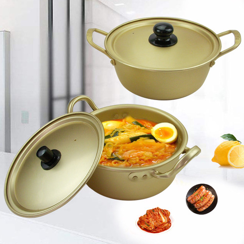 Korean open flame induction cooker ramen pot instant noodles yellow aluminum pot Korean soup pot instant noodle cooking noodle pot for restaurants and merchants
