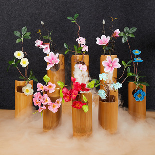 Sashimi Decoration Bamboo Tube Rattan Flower Seafood Presentation Dry Ice Bamboo Tube High-End Plating Flower and Grass Restaurant Dish Decoration Ornaments