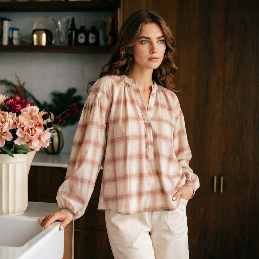 Primavera y otoño camisa retrógrada francesa de estilo de mujer suelta v-collar camisa de mangas largas de comercio exterior de mujeres