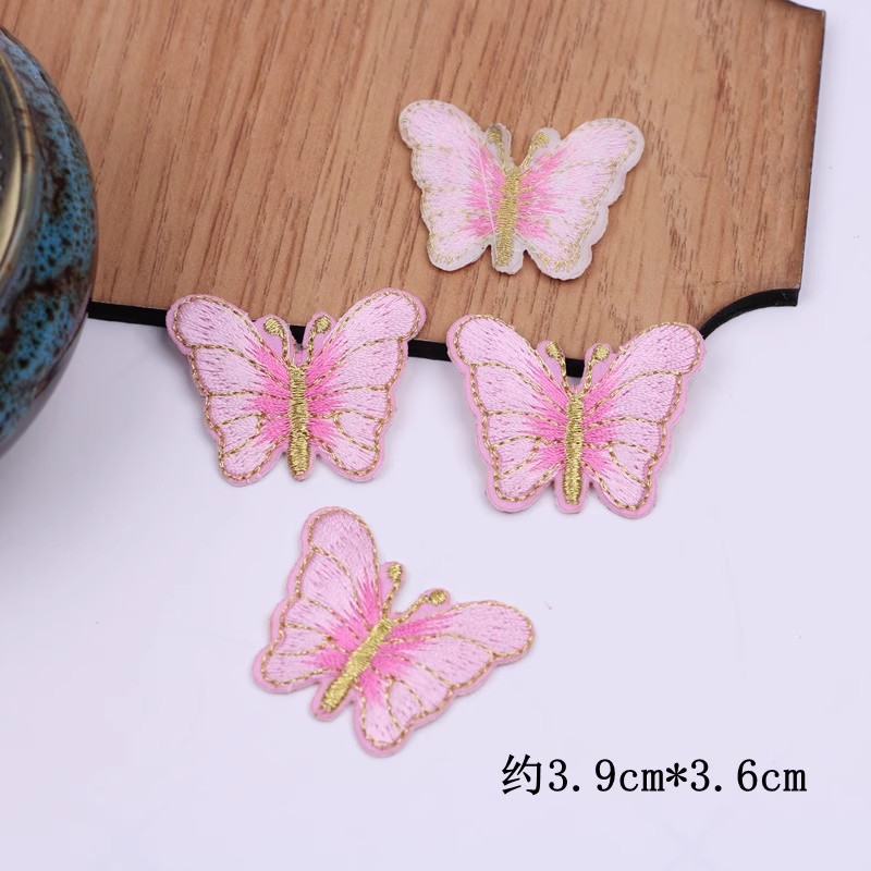 Patch bordado nacional de bordado de mariposa de tela de moda de oro parche de ropa de planchado de cabello accesorios