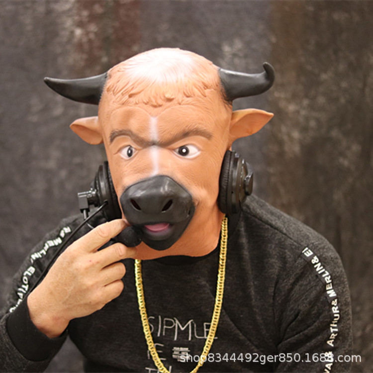 Cubierta de la Cabeza de Vaca máscara animal Oro Negro vaca marrón caballo lindo dibujos animados vaca diablo Halloween mascarada accesorios de rendimiento