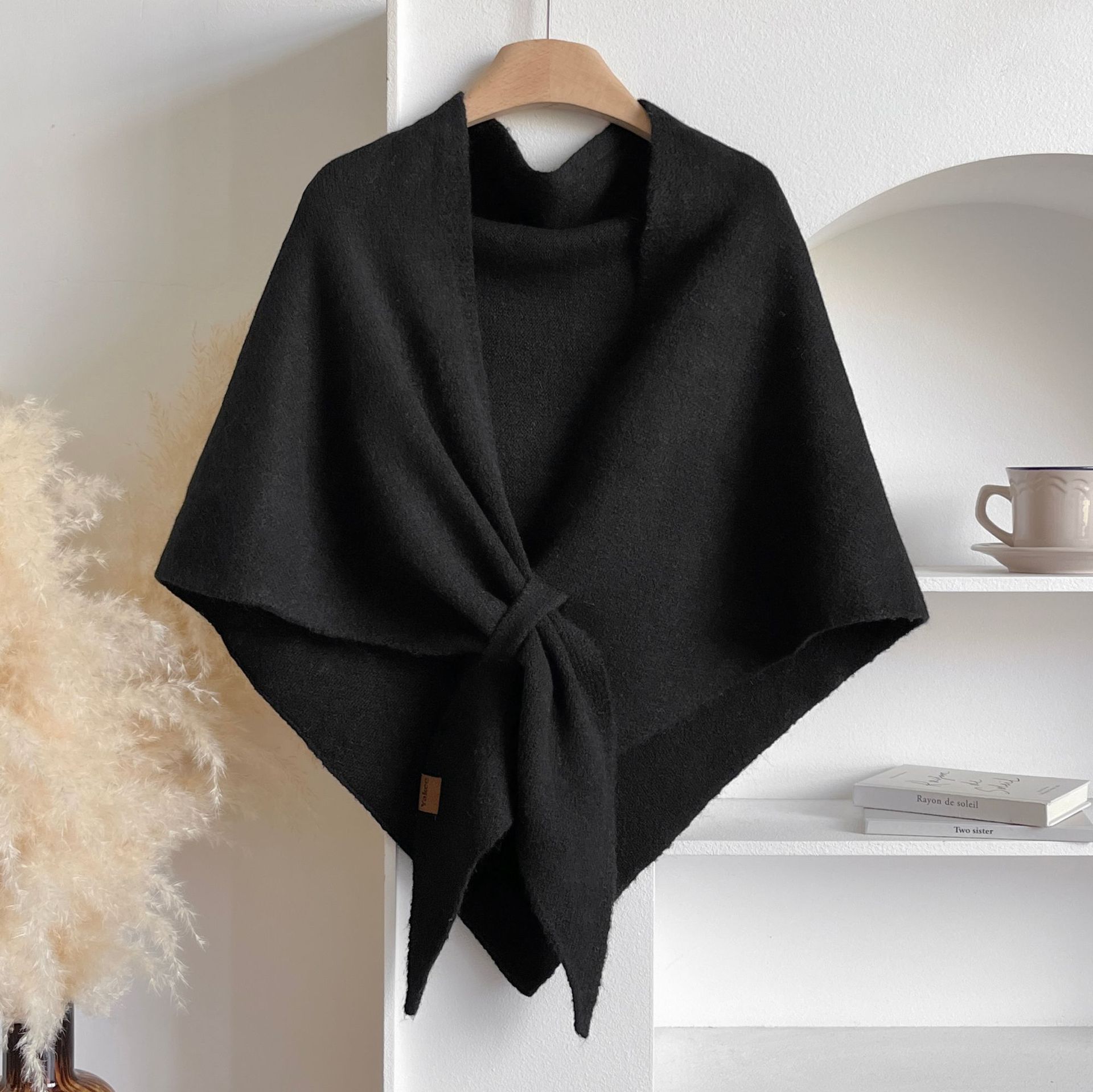 Bufanda Triangular de Lana Estilo Casual 2025 para Mujer, Calentador de Cuello para Otoño e Invierno, Chal Grande de Color Sólido para Habitaciones con Aire Acondicionado.